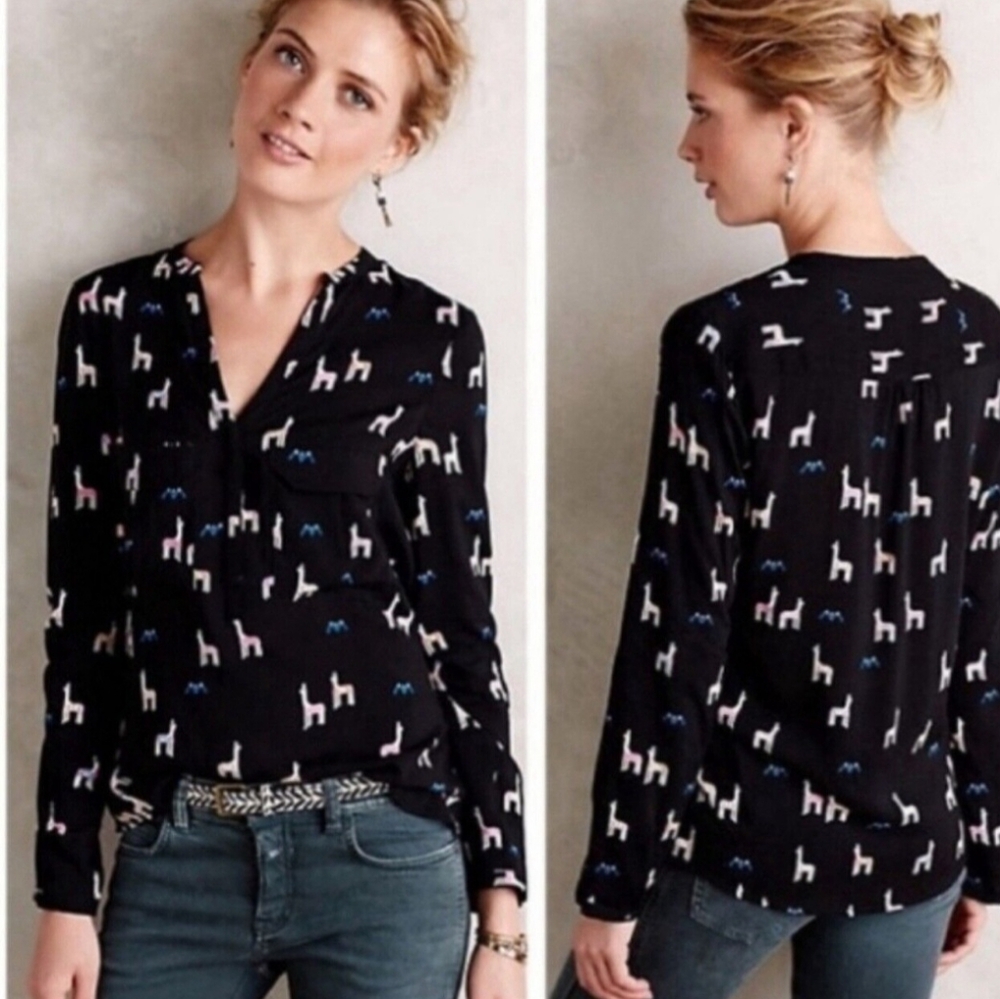 Anthropologie Maeve Llama blouse
